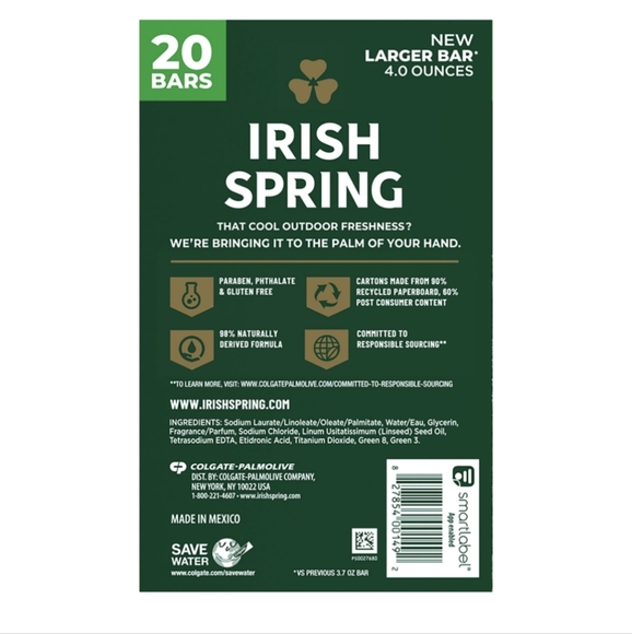 Irish Spring Bar Soaps 4oz Bars Original Clean Deodorant Soap Lot Of 20 - New - Picture 2 of 9